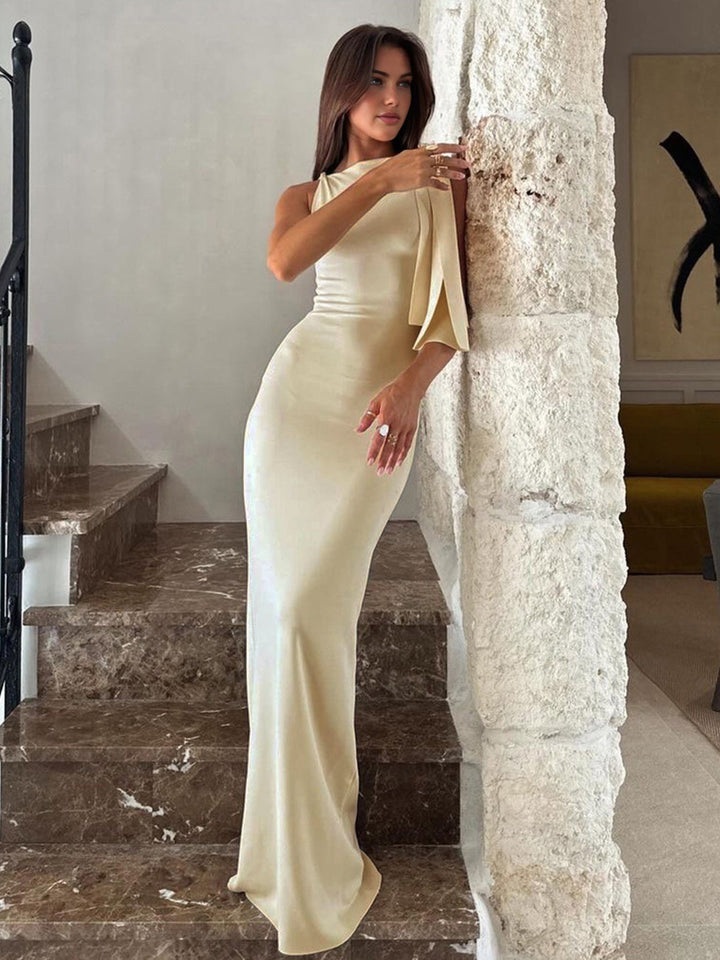 Sybil | Sleek One Shoulder Satin Maxi Gown