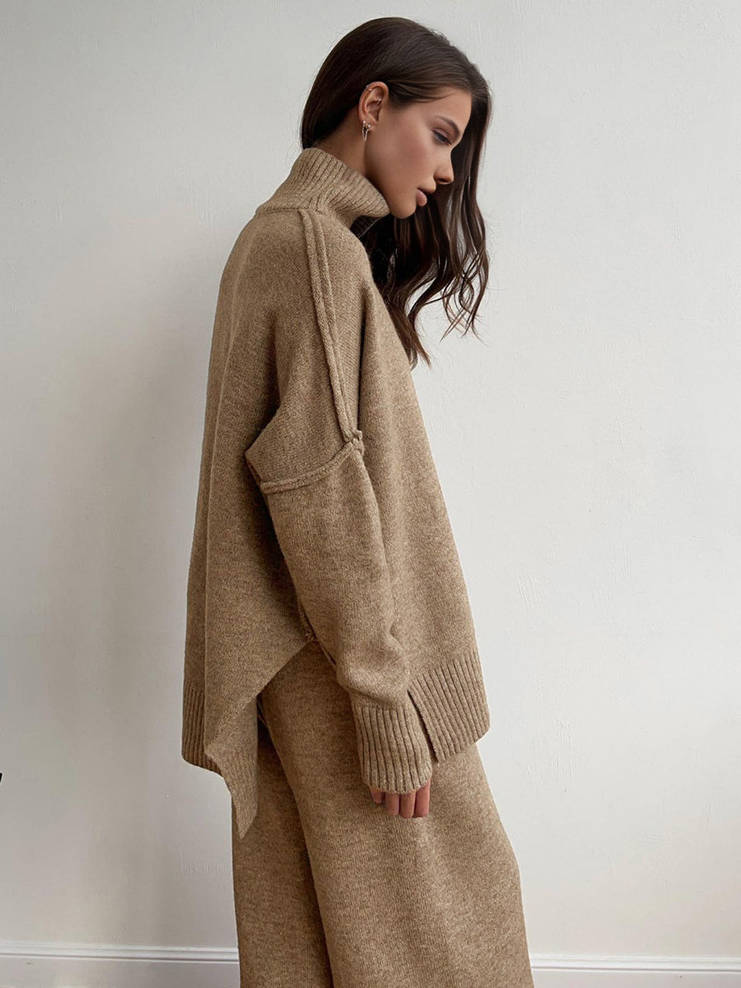 Tessa | Chic Turtleneck Knit Lounge Set With Wide-Leg Pants