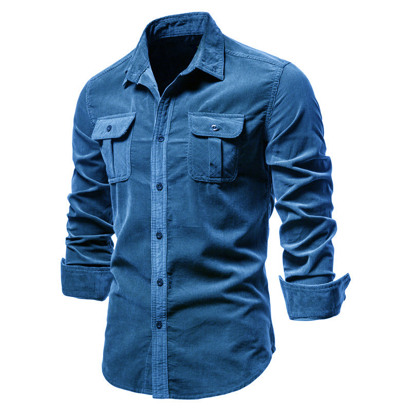 Dorian | Stylish Corduroy Button-Up Shirt With Chest Pockets
