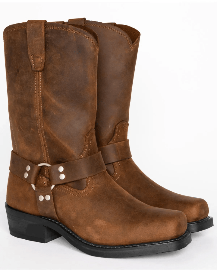 Tillie | Rugged Black Harness Boots With Oil-Resistant Sole