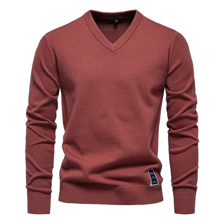 Eva | Elegant Men's V-Neck Cotton Blend Pullover Sweater