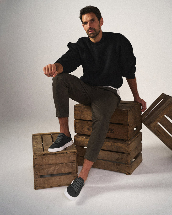Margot | Stylish Black Leather Lace-Up Sneakers For Men