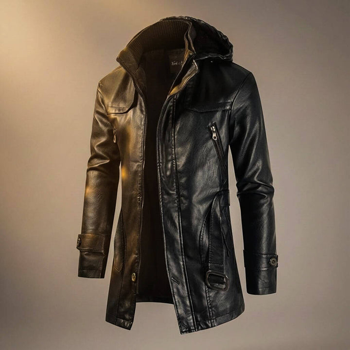 Wren | Sleek Hooded Leather Jacket With Fleece Lining