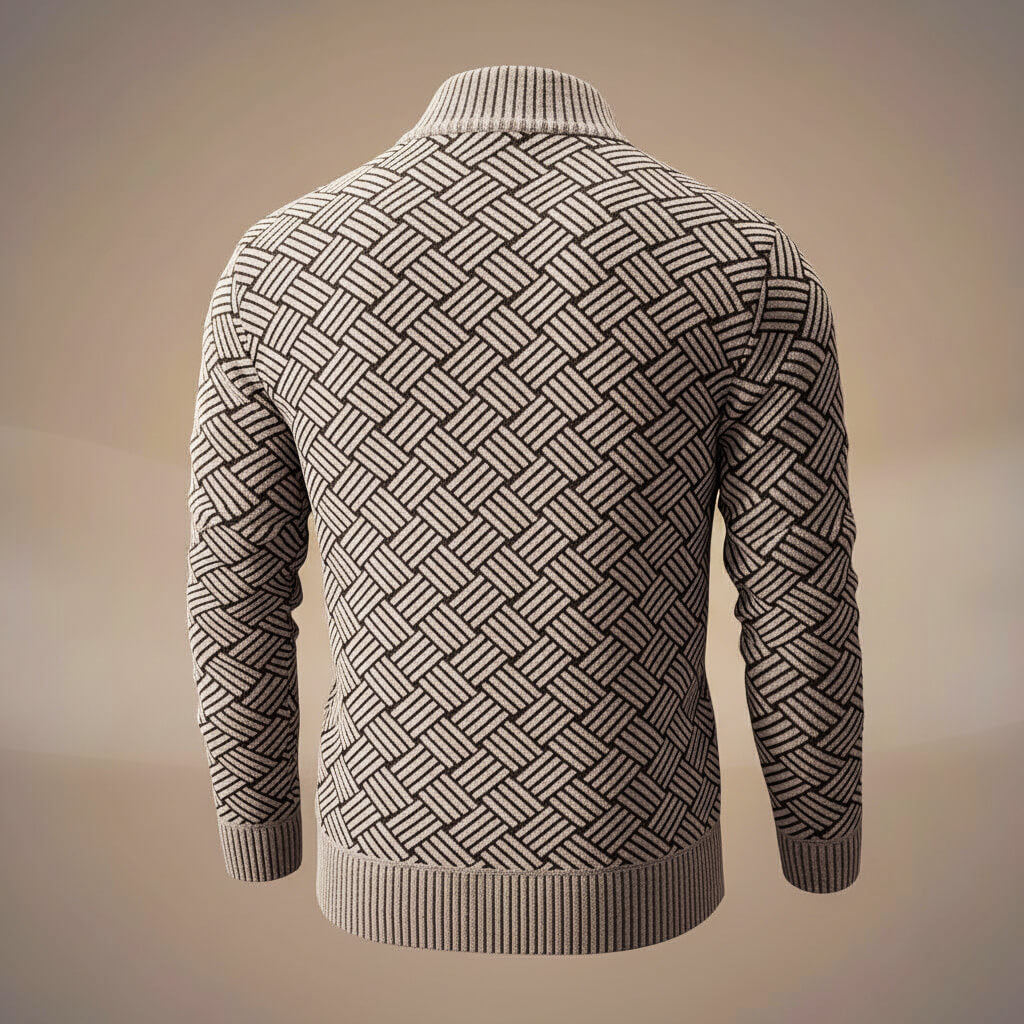 Noah | Stylish Geometric Pattern Zip-Up Cotton Cardigan