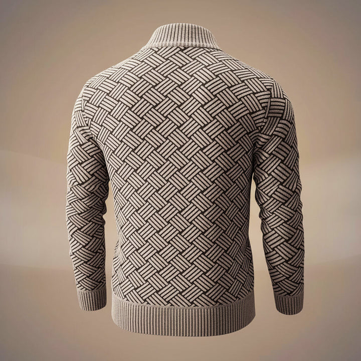 Noah | Stylish Geometric Pattern Zip-Up Cotton Cardigan