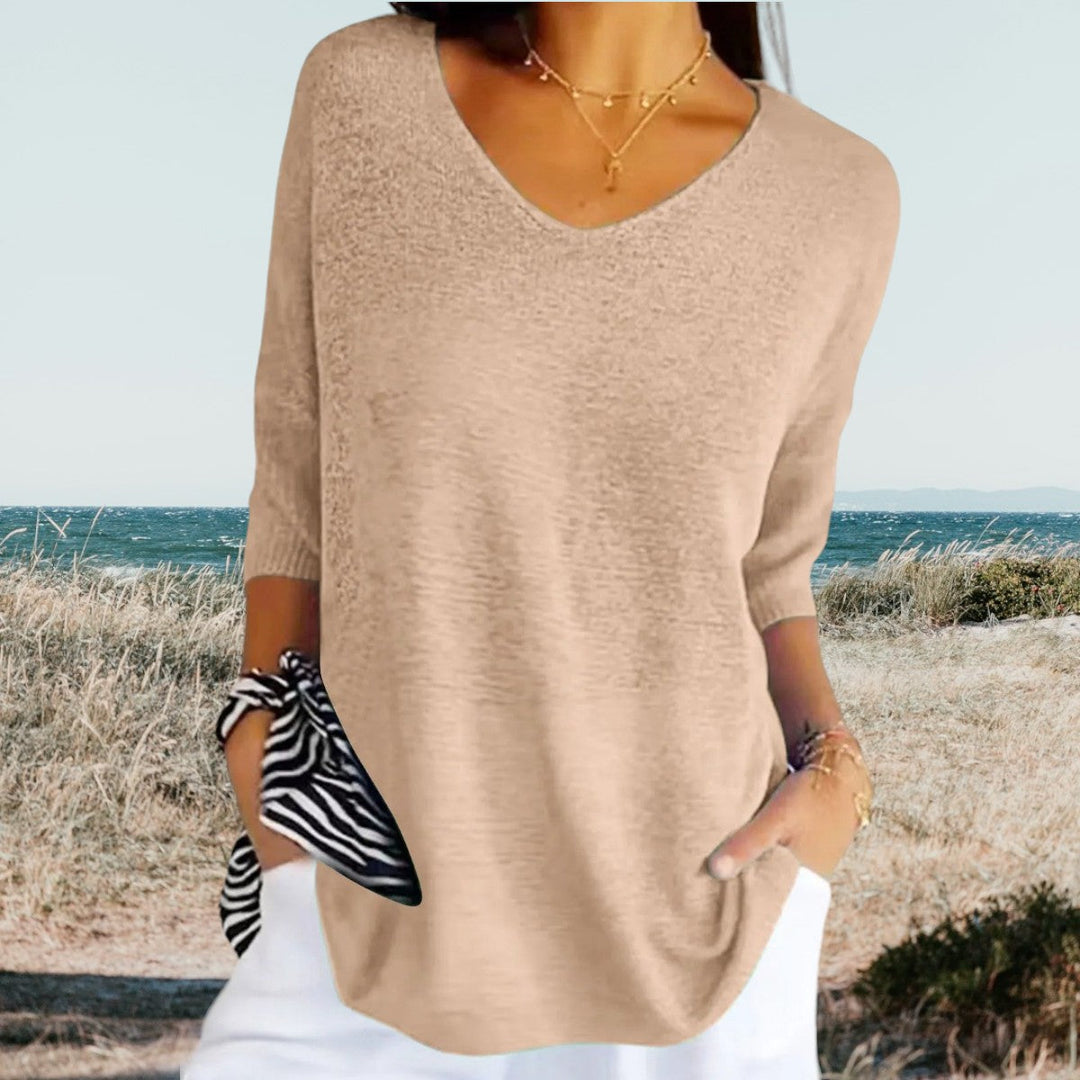 Freya | Effortless V-Neck Lightweight Summer Sweater