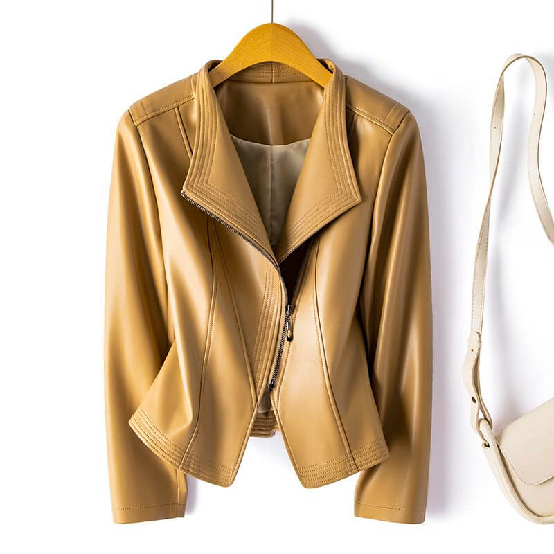 Tessa | Chic Burgundy Asymmetrical Vegan Leather Jacket