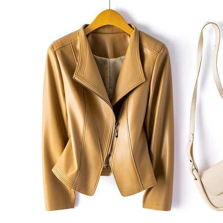 Tessa | Chic Burgundy Asymmetrical Vegan Leather Jacket