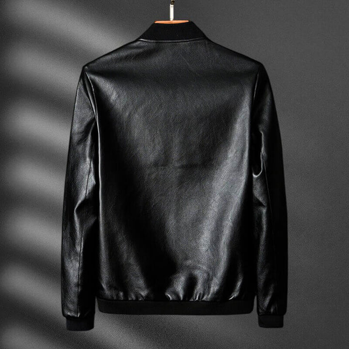 Elyse | Sleek Cognac Leather Bomber Jacket For Men