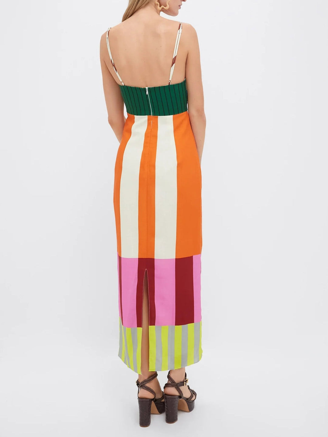 Bengal | Elegant Color Block Striped Maxi Dress Spaghetti Strap