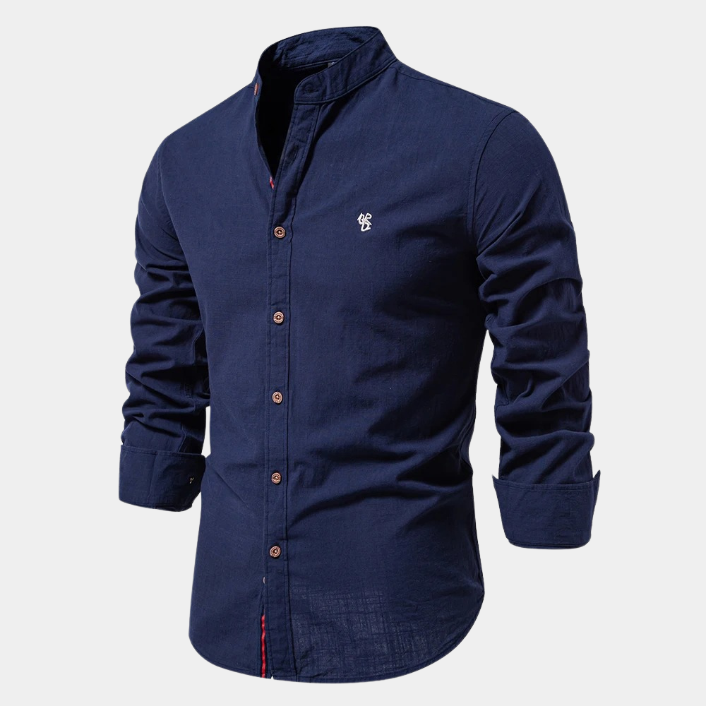 Elliot | Stylish Men's Mandarin Collar Linen Button Up Shirt