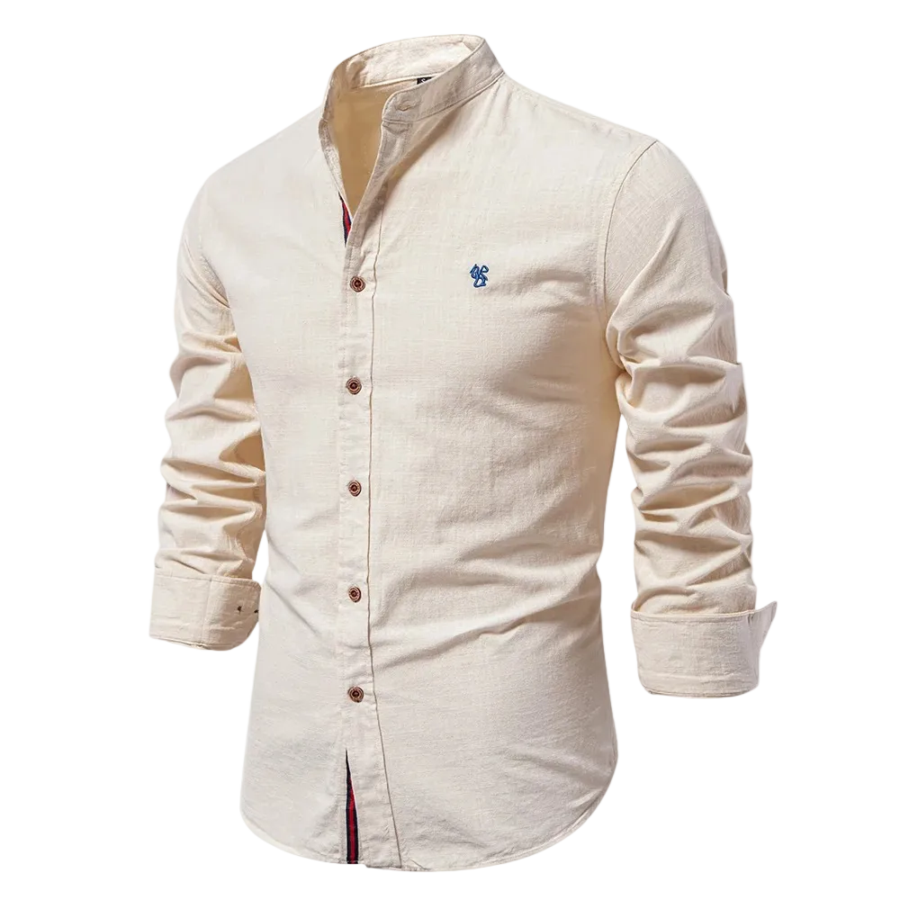 Elliot | Stylish Men's Mandarin Collar Linen Button Up Shirt