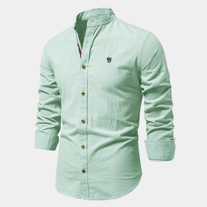 Elliot | Stylish Men's Mandarin Collar Linen Button Up Shirt