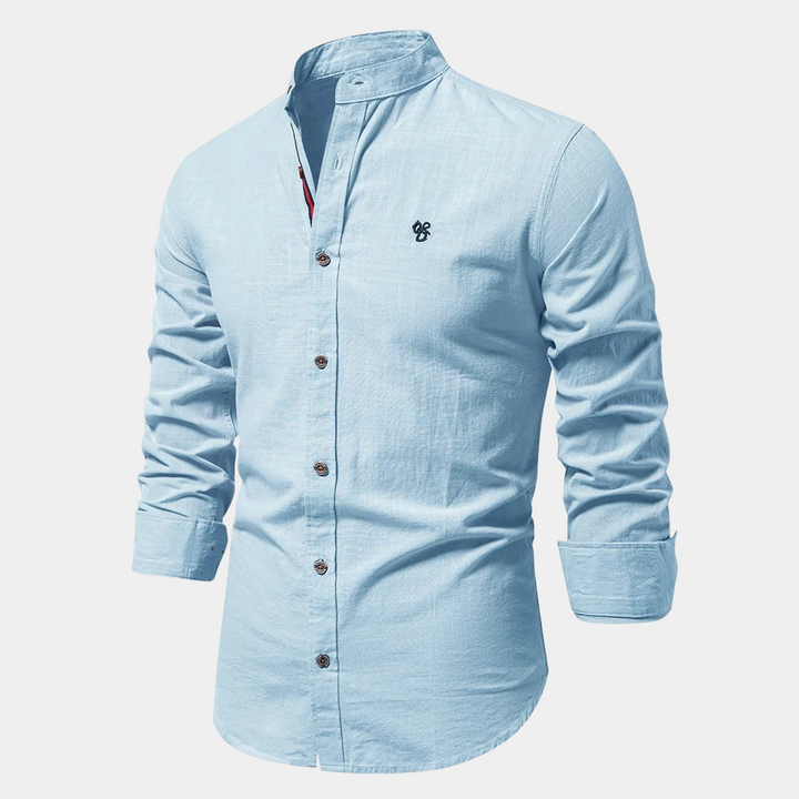 Elliot | Stylish Men's Mandarin Collar Linen Button Up Shirt
