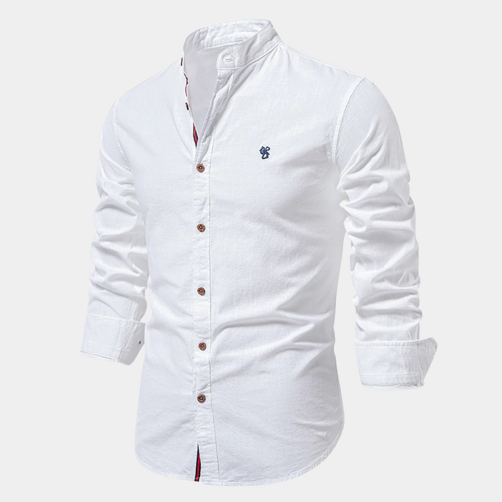 Elliot | Stylish Men's Mandarin Collar Linen Button Up Shirt