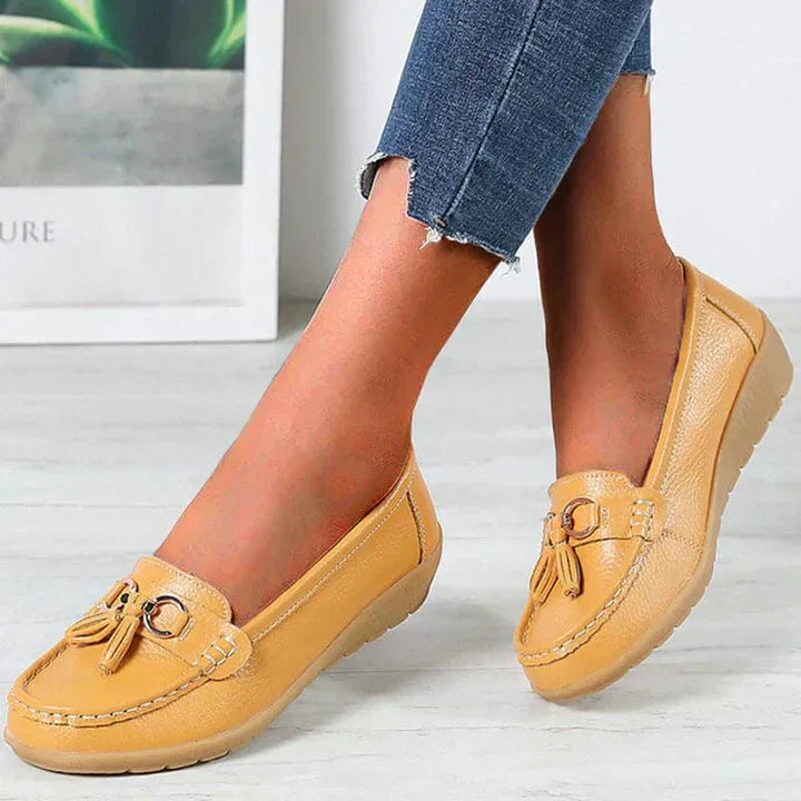 Alethea | Chic Blue Slip-On Orthopedic Loafers With Tassel Detail
