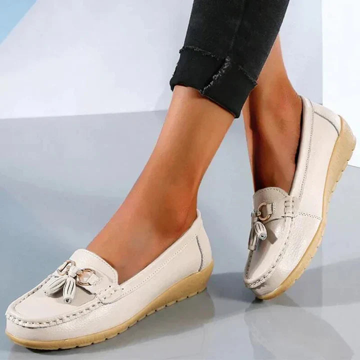 Alethea | Chic Blue Slip-On Orthopedic Loafers With Tassel Detail