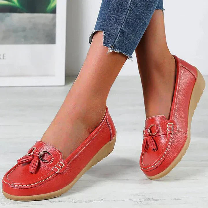 Alethea | Chic Blue Slip-On Orthopedic Loafers With Tassel Detail