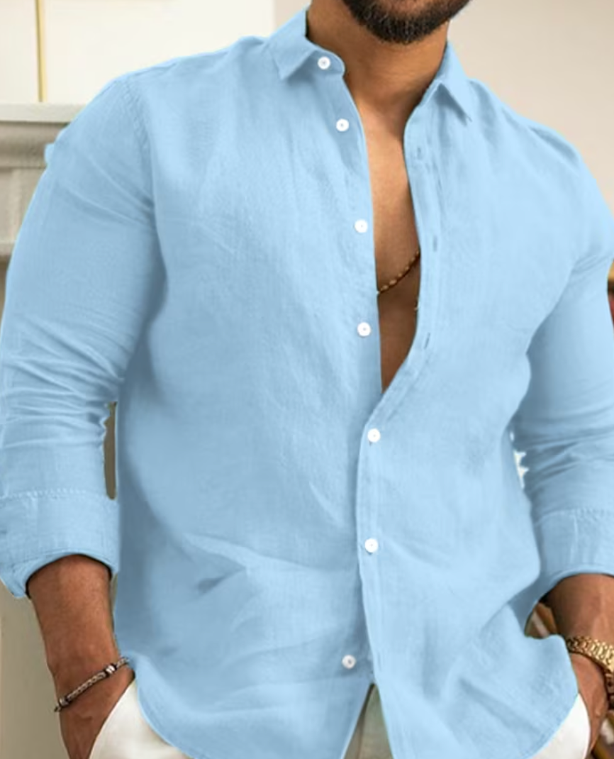 Thea | Stylish Men's Long Sleeve Linen Button Up Shirt