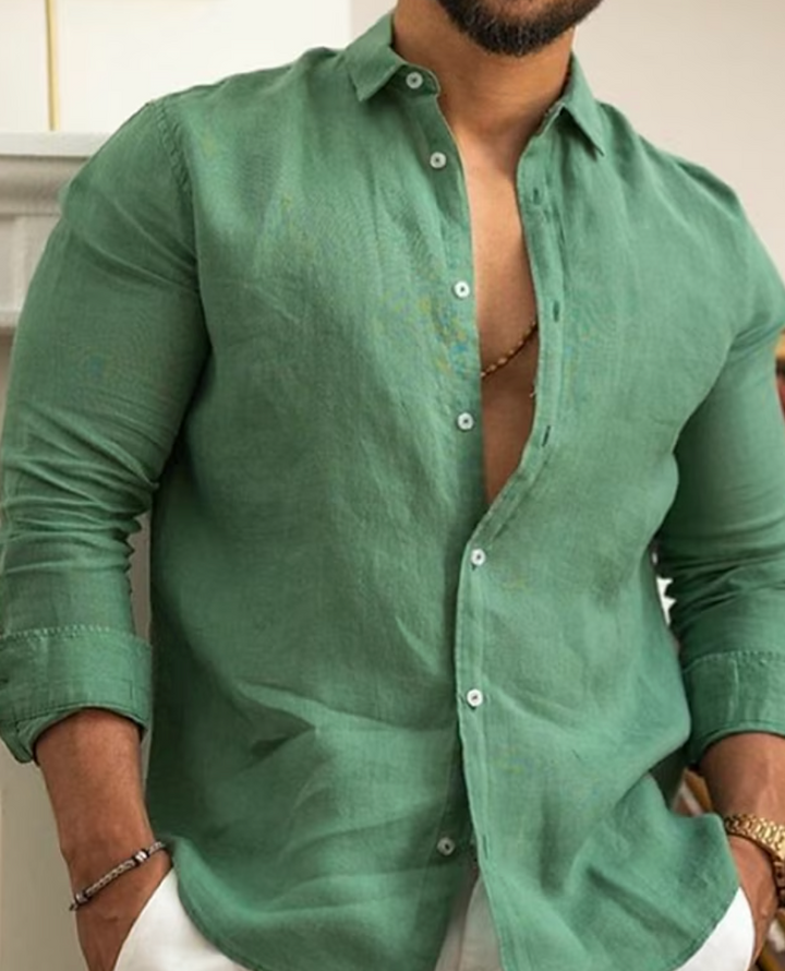 Thea | Stylish Men's Long Sleeve Linen Button Up Shirt