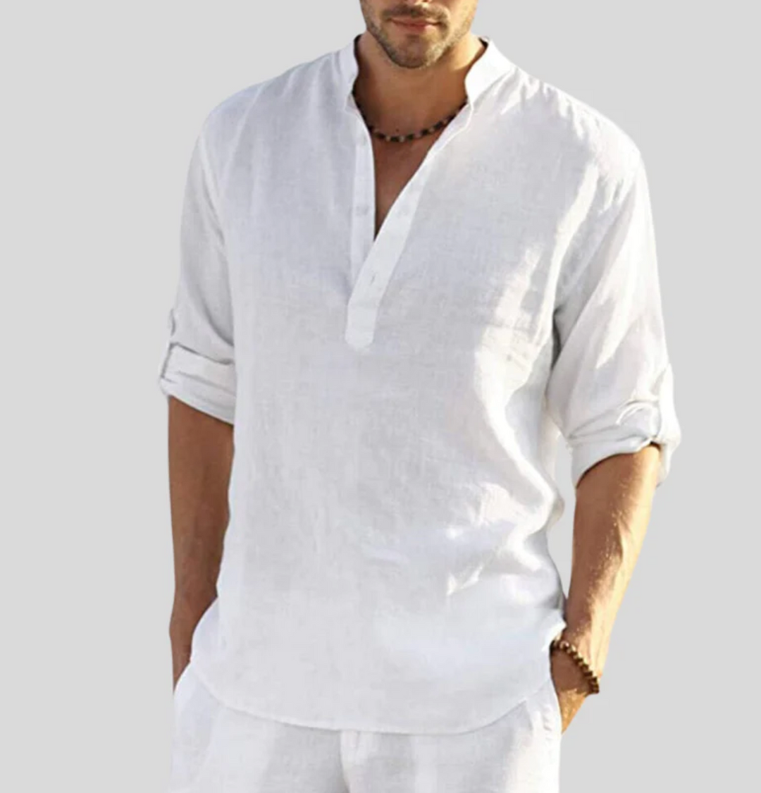 Byron | Elegant Long Sleeve Henley Shirt With Band Collar