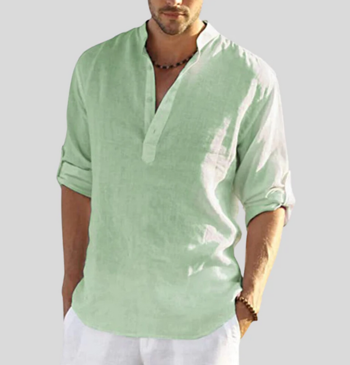 Byron | Elegant Long Sleeve Henley Shirt With Band Collar