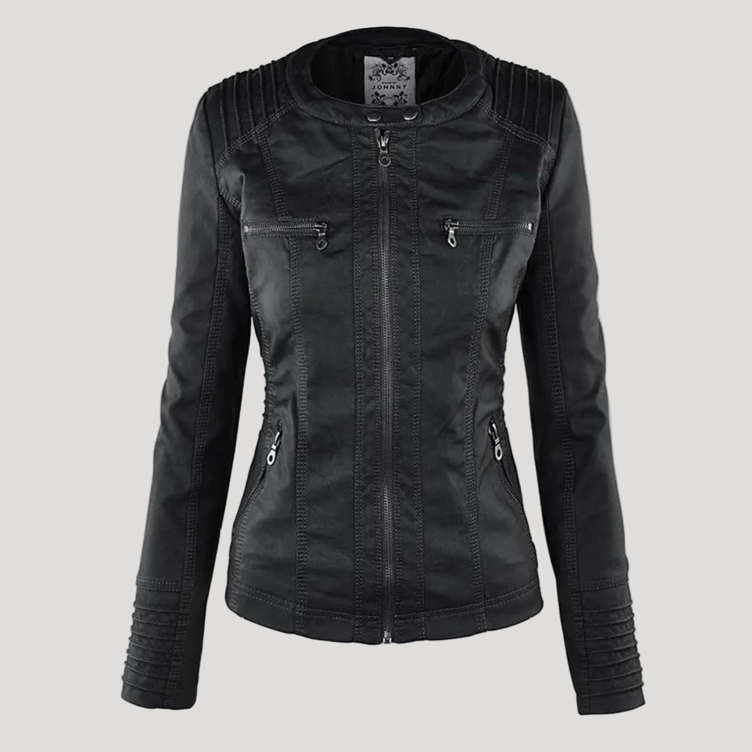 Zara | Chic Hooded Faux Leather Moto Jacket With Zip Details