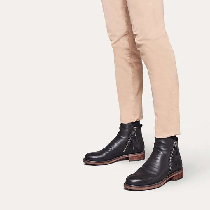 Daniel | Men’s Brown Leather Zip Boots for Casual Wear