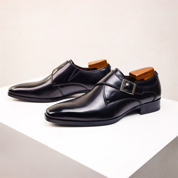Marcus | Sleek Italian Leather Monk Strap Dress Shoes