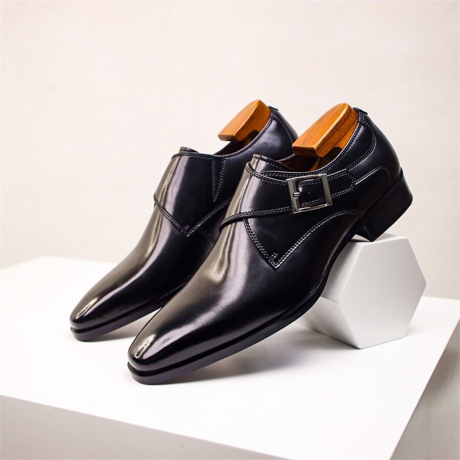 Marcus | Sleek Italian Leather Monk Strap Dress Shoes