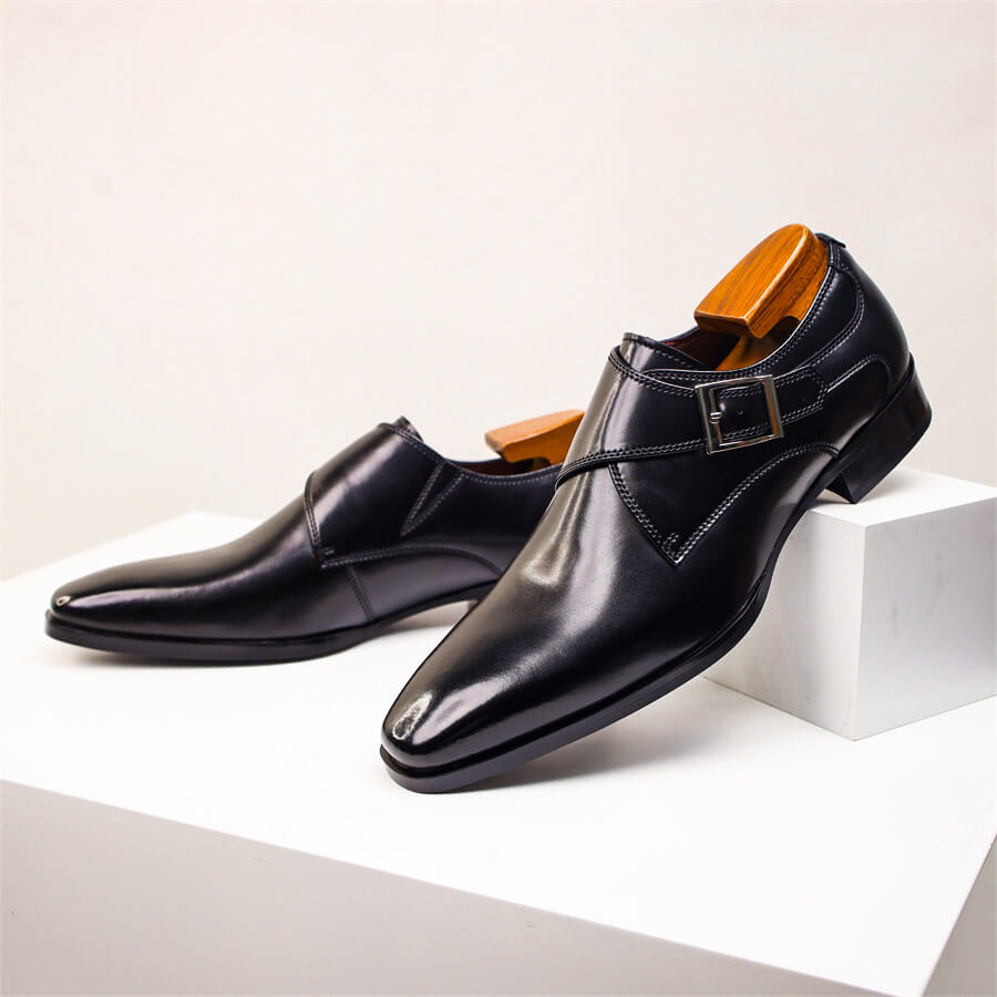Marcus | Sleek Italian Leather Monk Strap Dress Shoes