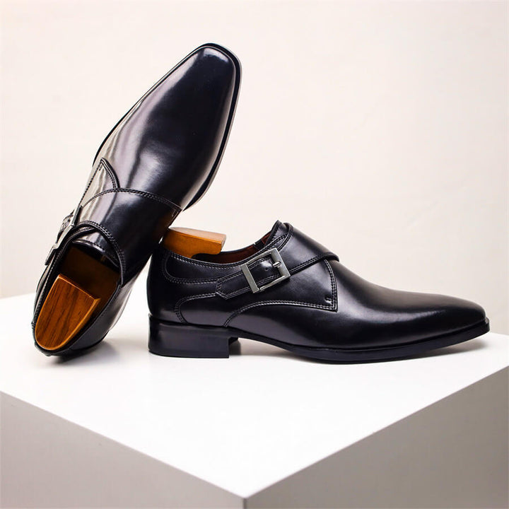 Marcus | Sleek Italian Leather Monk Strap Dress Shoes