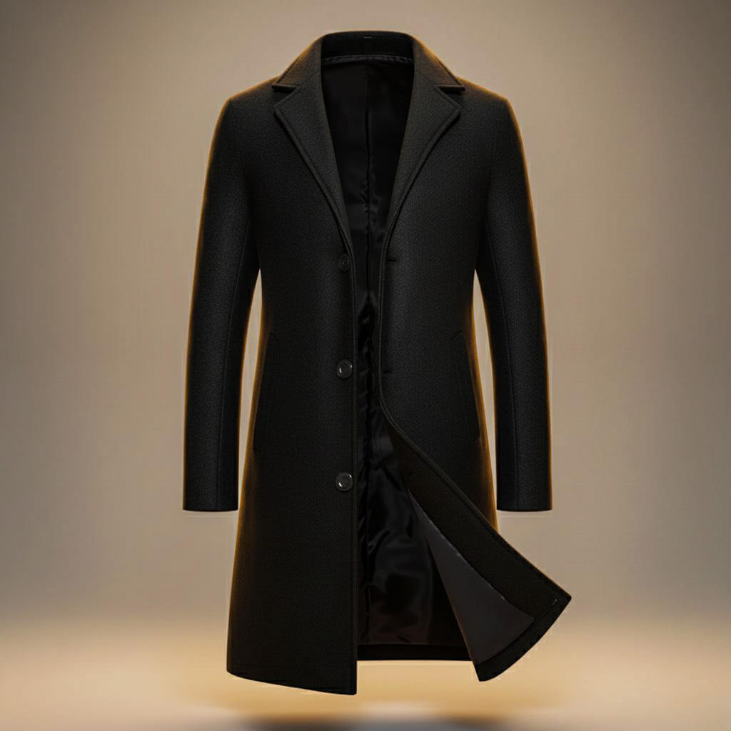 Harrison | Stylish Single Breasted Long Cotton Overcoat
