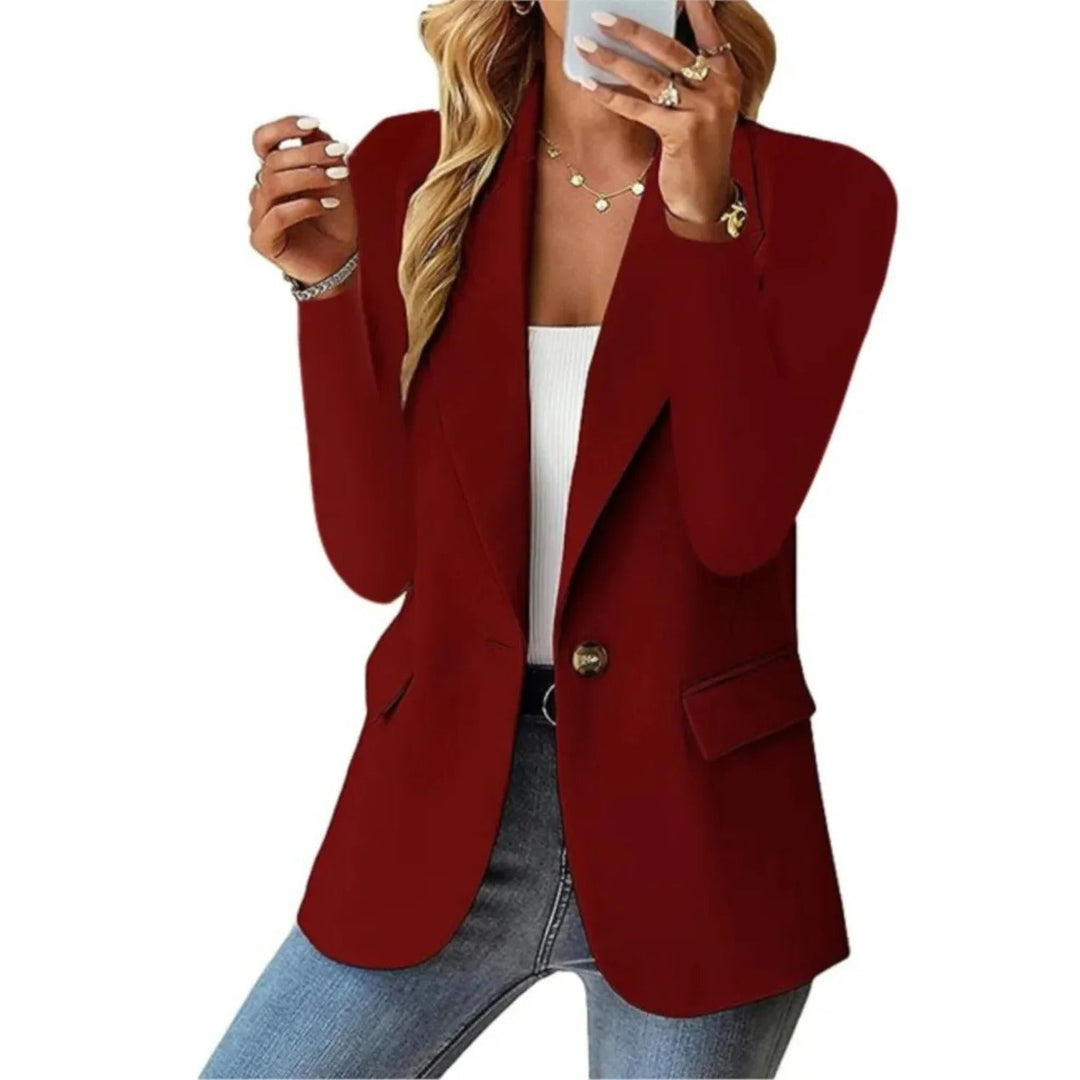 Felicity | Elegant Single Button Hot Pink Blazer With Notched Lapels