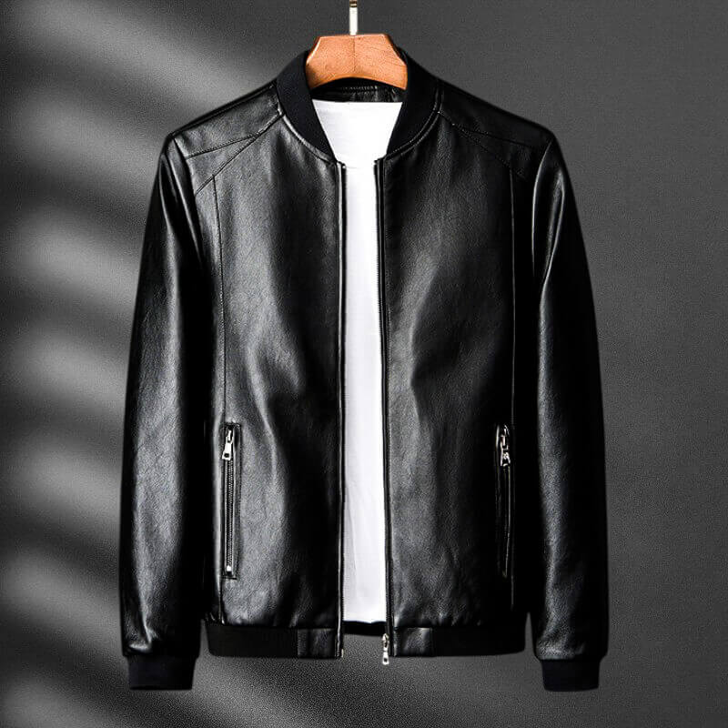 Elyse | Sleek Cognac Leather Bomber Jacket For Men