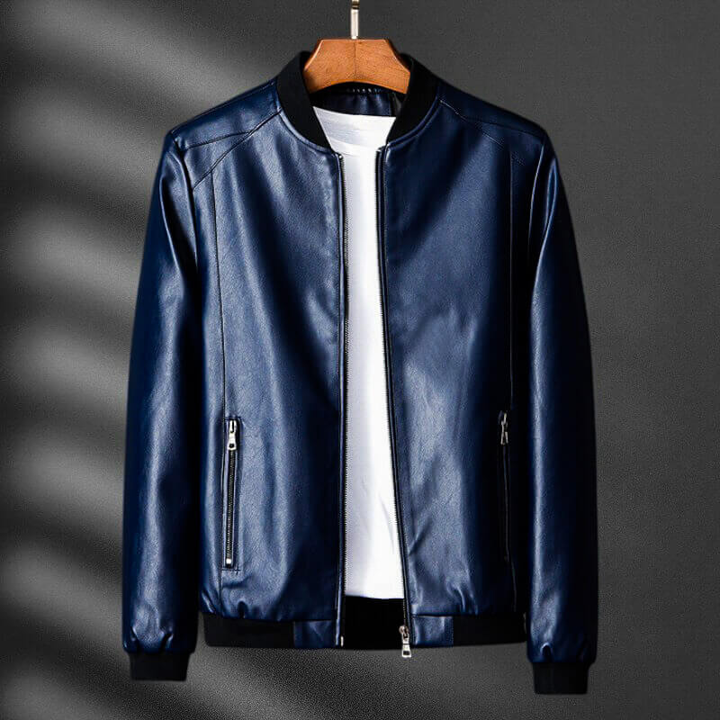 Elyse | Sleek Cognac Leather Bomber Jacket For Men