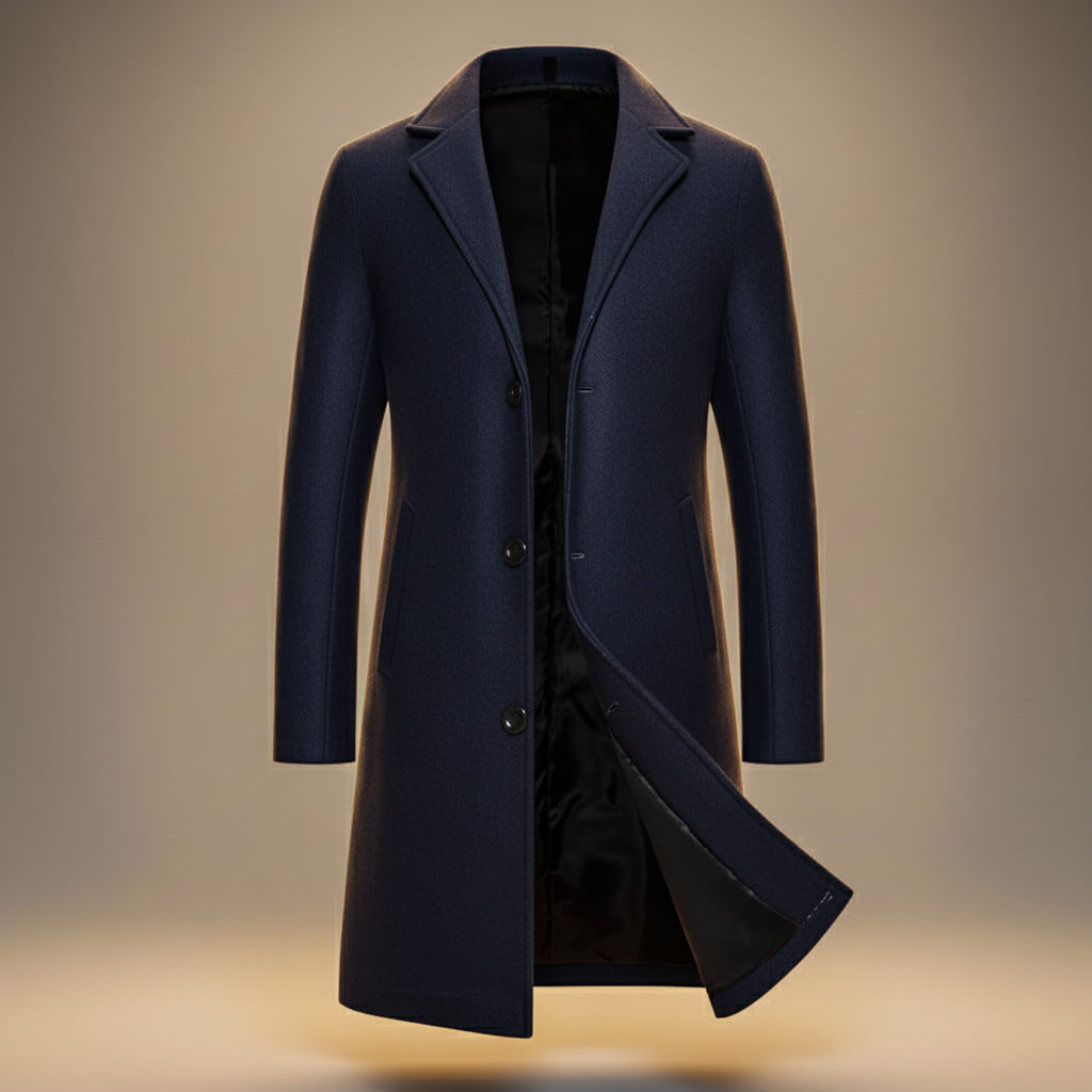 Harrison | Stylish Single Breasted Long Cotton Overcoat