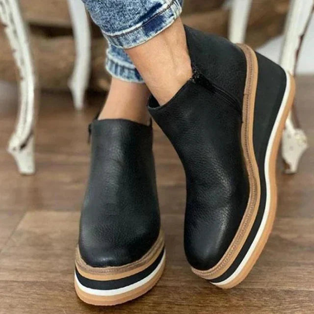 Sybil | Elegant Platform Ankle Boots With Wedge Sole