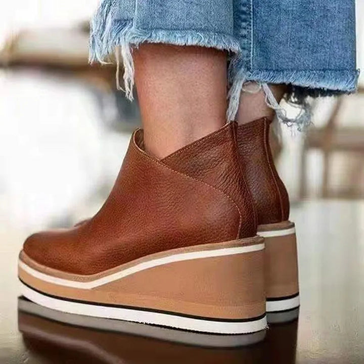Sybil | Elegant Platform Ankle Boots With Wedge Sole