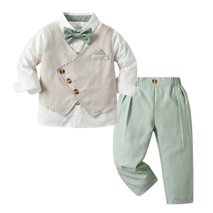 Boys' Three-Piece Formal Suit With Bow Tie And Waistcoat