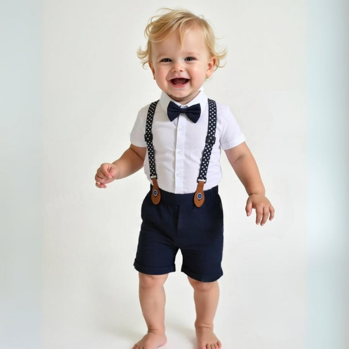 Boys' Three-Piece Formal Suit With Bow Tie And Waistcoat
