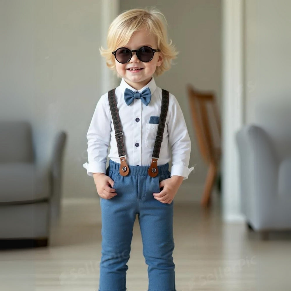 Boys' Three-Piece Formal Suit With Bow Tie And Waistcoat