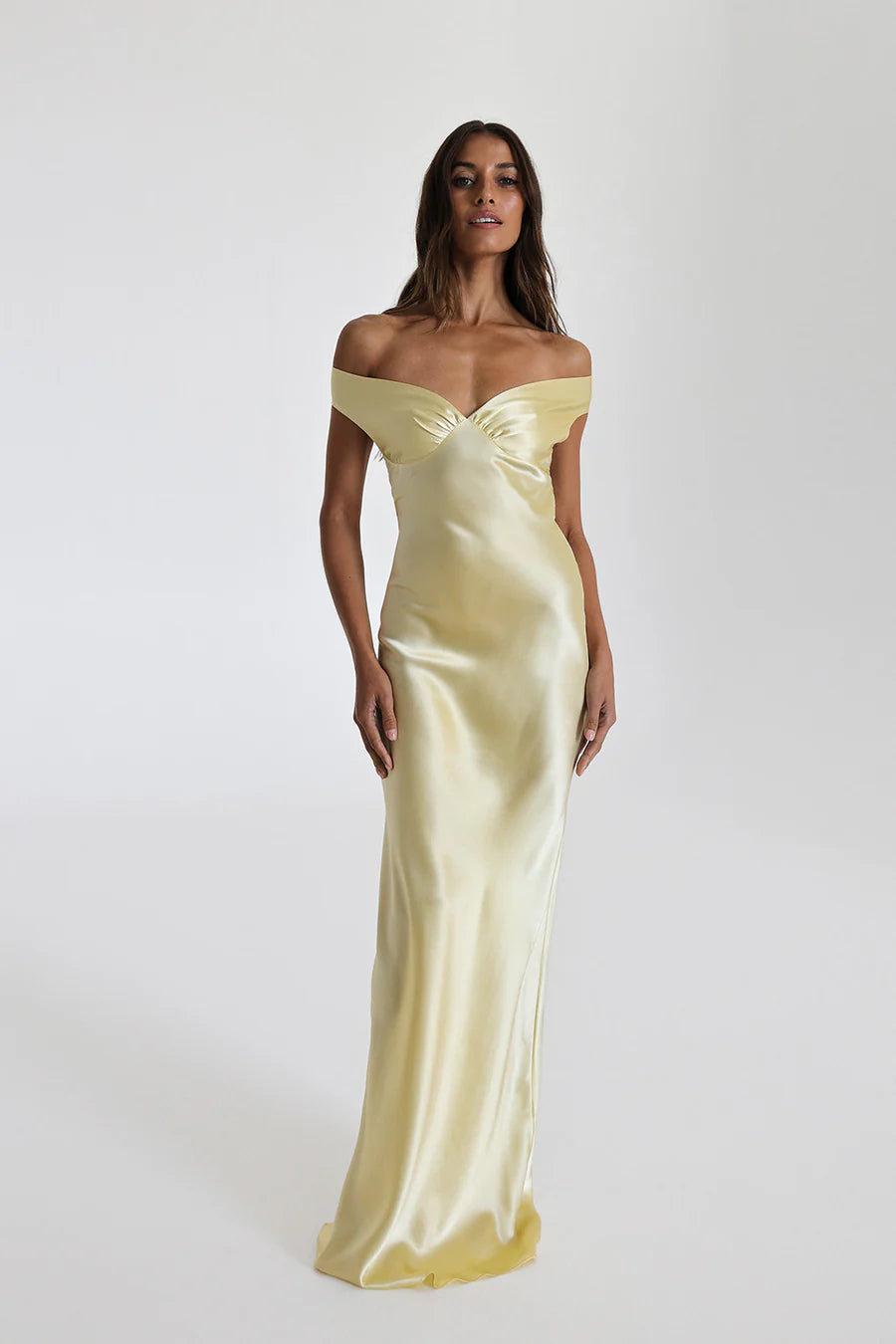 Cordelia | Elegant Off Shoulder Satin Maxi Dress