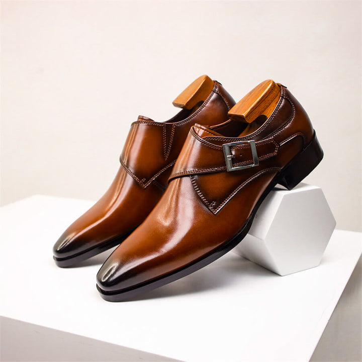 Sergio | Elegant Italian Leather Monk Strap Dress Shoes