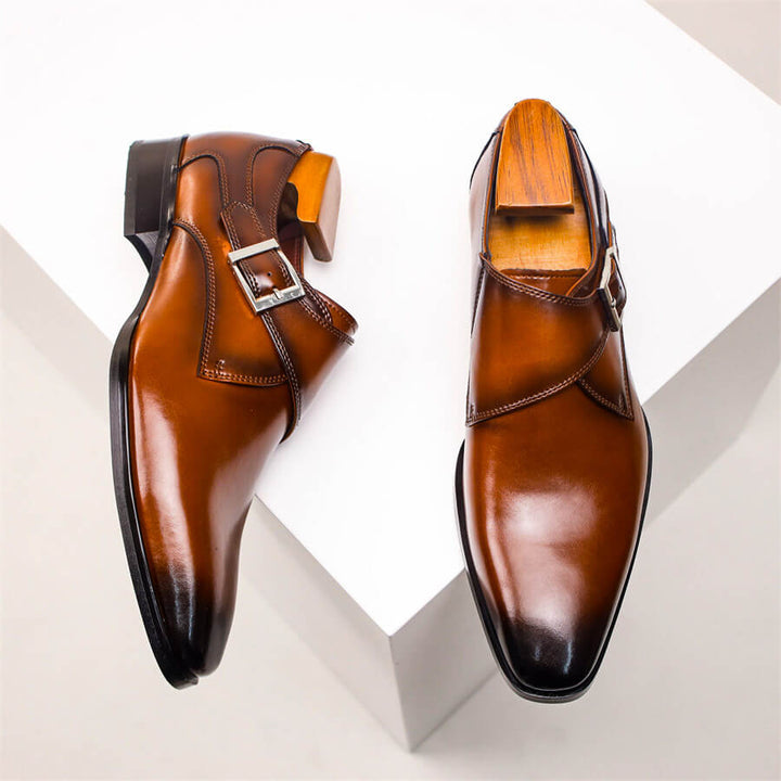 Marcus | Sleek Italian Leather Monk Strap Dress Shoes