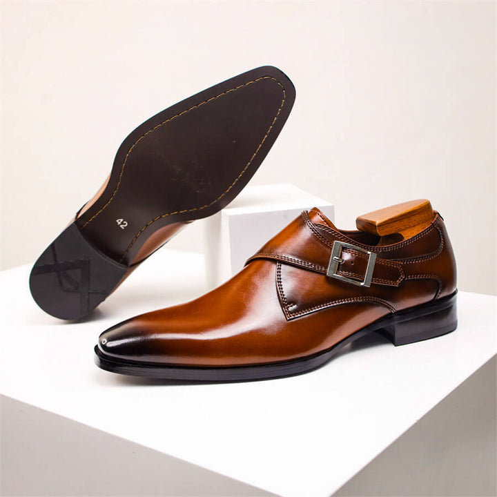 Sergio | Elegant Italian Leather Monk Strap Dress Shoes