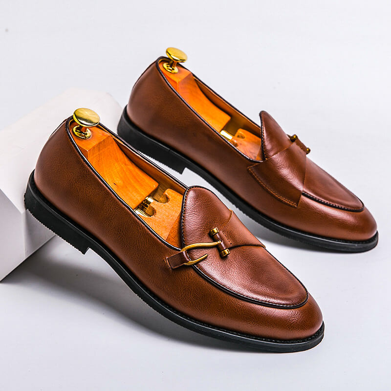 Elyse | Elegant Hook Detail Leather Loafers For Men