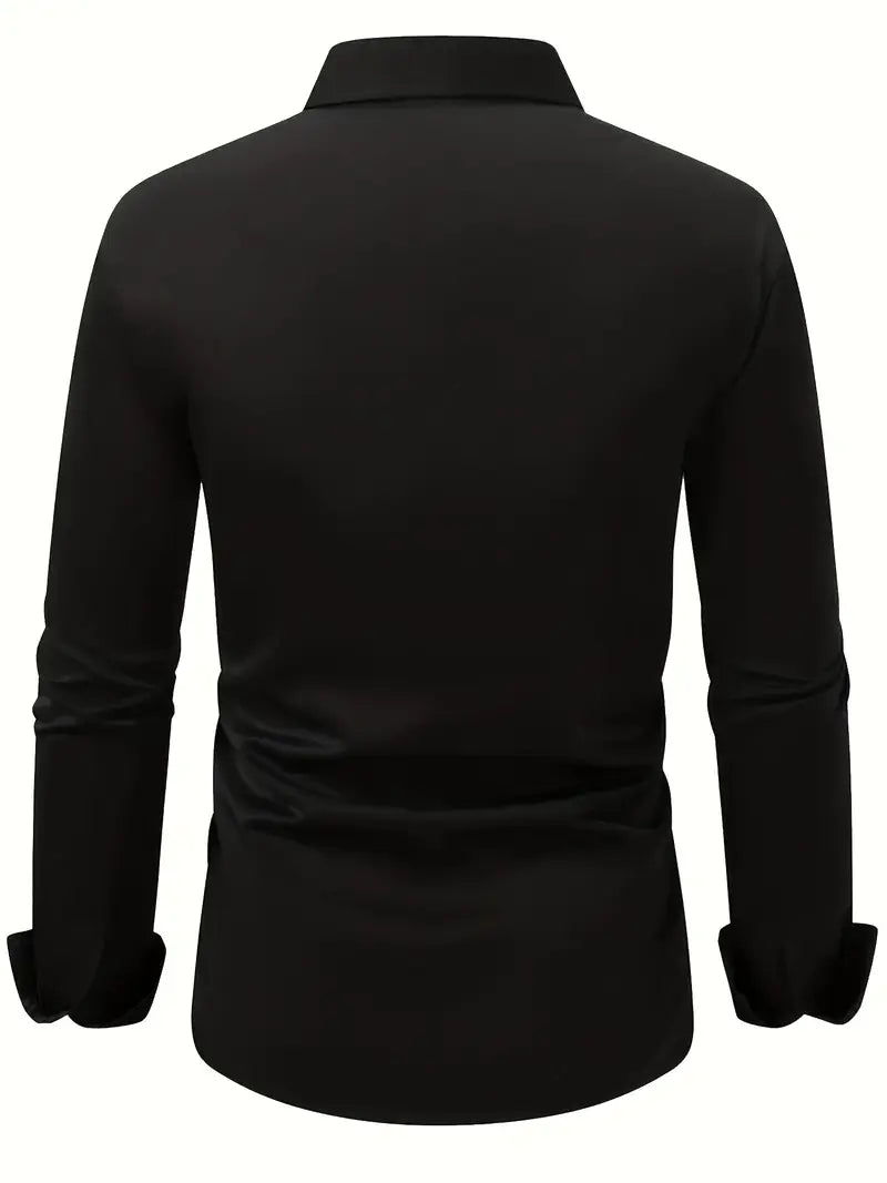 Emma | Sleek Black Button-Up Slim Fit Dress Shirt