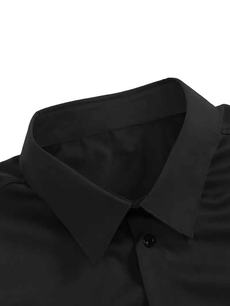 Emma | Sleek Black Button-Up Slim Fit Dress Shirt