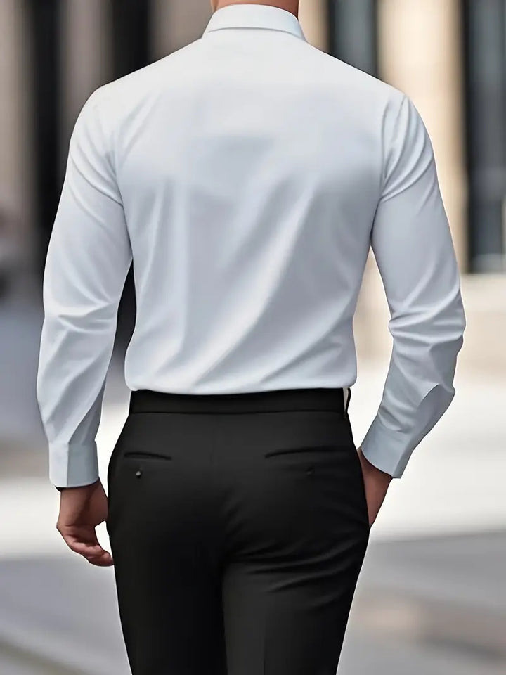 Emma | Sleek Black Button-Up Slim Fit Dress Shirt
